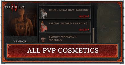 Groups of high level barbarians are making it so lower level or not as strong characters cannot participate in the <strong>cosmetic</strong> items. . D4 pvp cosmetics